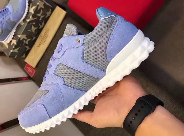 Valentino Garavani Soul AM Sneaker in Grey Fabric and Blue Suede For Sale