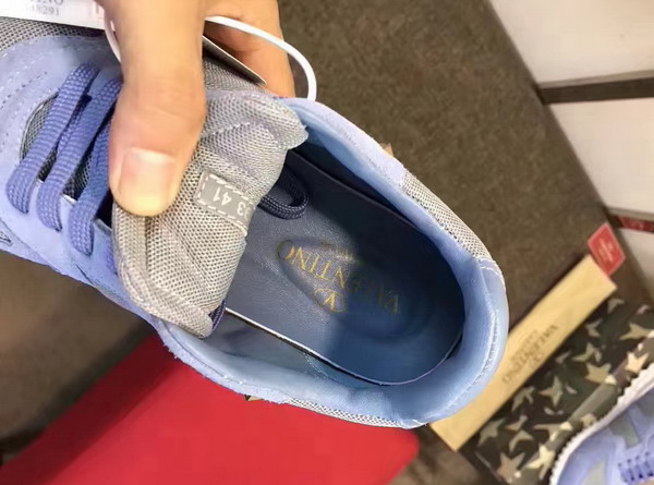 Valentino Garavani Soul AM Sneaker in Grey Fabric and Blue Suede For Sale