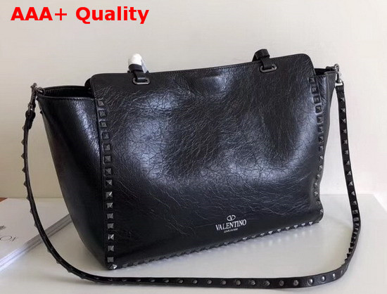 Valentino Garavani Star Studded Medium Tote in Black Calfskin Replica