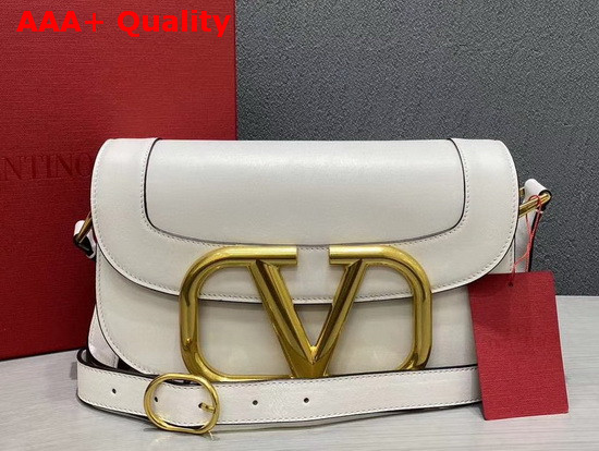 Valentino Garavani Supervee Calfskin Crossbody Bag in Optic White Replica