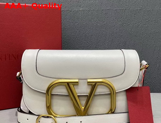 Valentino Garavani Supervee Calfskin Crossbody Bag in Optic White Replica