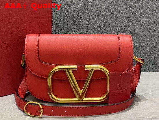 Valentino Garavani Supervee Calfskin Crossbody Bag in Rouge Pur Replica