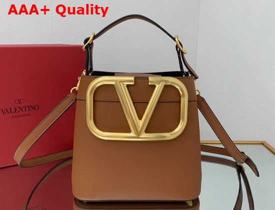 Valentino Garavani Supervee Calfskin Handbag in Saddle Brown Replica