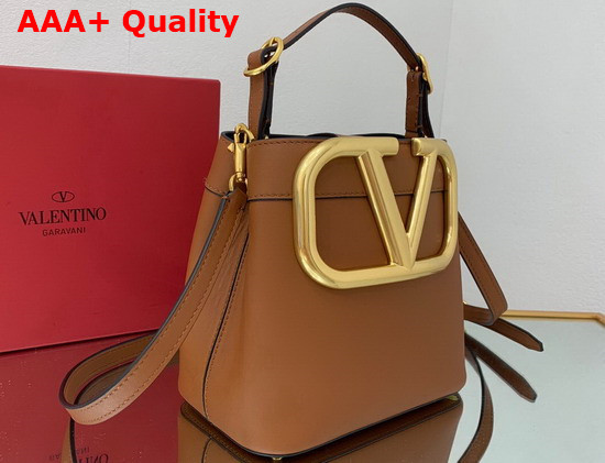 Valentino Garavani Supervee Calfskin Handbag in Saddle Brown Replica