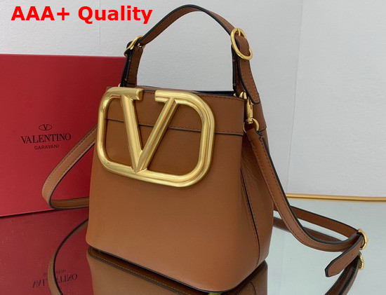 Valentino Garavani Supervee Calfskin Handbag in Saddle Brown Replica