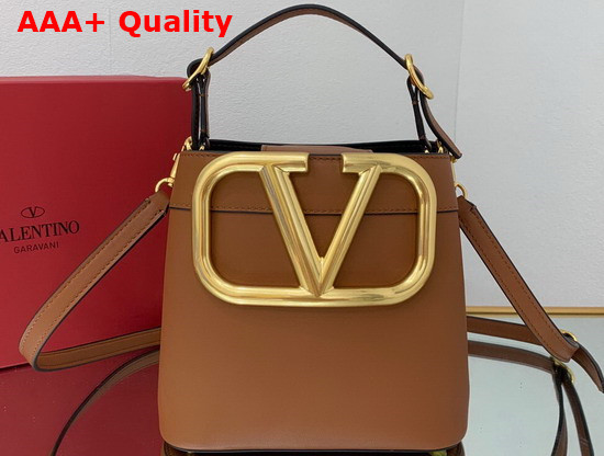 Valentino Garavani Supervee Calfskin Handbag in Saddle Brown Replica