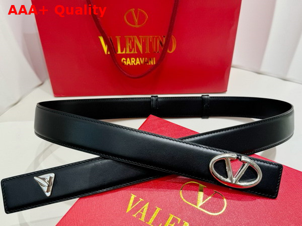 Valentino Garavani The Bold Edition VLogo Calfskin Belt 30mm Black Replica