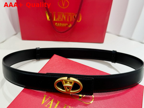 Valentino Garavani The Bold Edition VLogo Calfskin Belt 30mm Black Replica