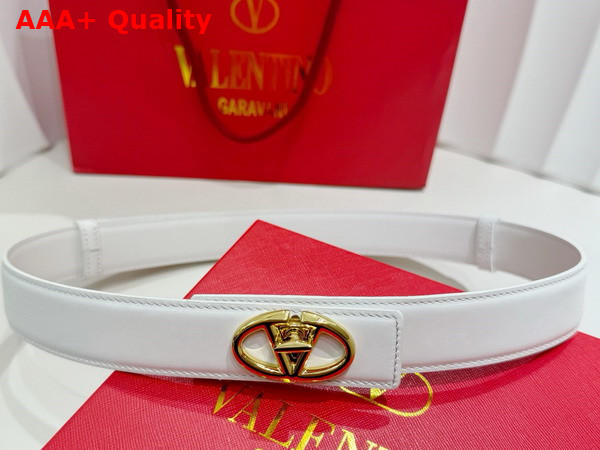 Valentino Garavani The Bold Edition VLogo Calfskin Belt 30mm Ivory Replica