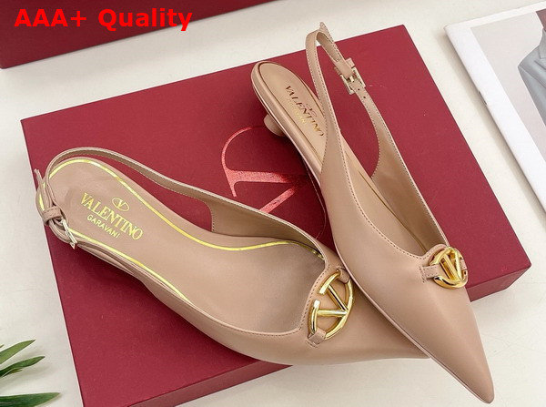 Valentino Garavani The Bold Edition Vlogo Calfskin Slingback Ballerinas 20mm Beige Rose Replica