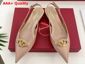 Valentino Garavani The Bold Edition Vlogo Calfskin Slingback Ballerinas 20mm Beige Rose Replica