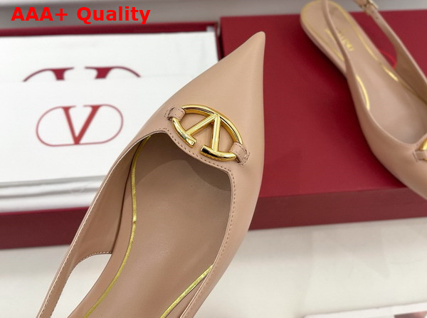 Valentino Garavani The Bold Edition Vlogo Calfskin Slingback Ballerinas 20mm Beige Rose Replica