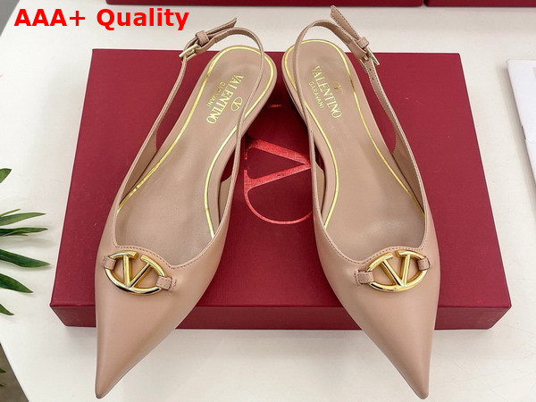 Valentino Garavani The Bold Edition Vlogo Calfskin Slingback Ballerinas 20mm Beige Rose Replica