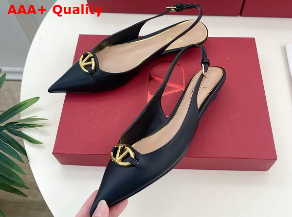 Valentino Garavani The Bold Edition Vlogo Calfskin Slingback Ballerinas 20mm Black Replica