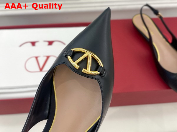 Valentino Garavani The Bold Edition Vlogo Calfskin Slingback Ballerinas 20mm Black Replica