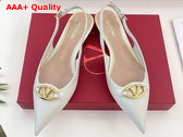 Valentino Garavani The Bold Edition Vlogo Calfskin Slingback Ballerinas 20mm Ivory Replica