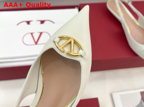 Valentino Garavani The Bold Edition Vlogo Calfskin Slingback Ballerinas 20mm Ivory Replica