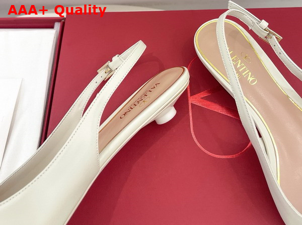 Valentino Garavani The Bold Edition Vlogo Calfskin Slingback Ballerinas 20mm Ivory Replica