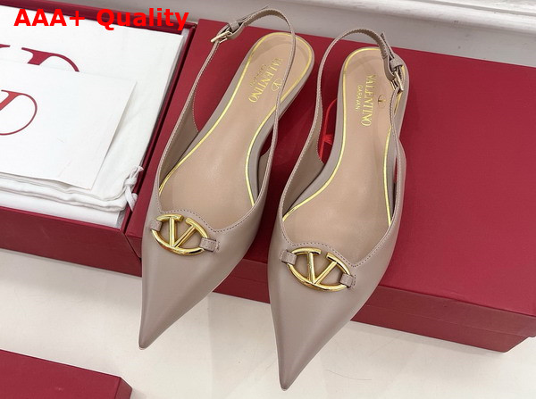 Valentino Garavani The Bold Edition Vlogo Calfskin Slingback Ballerinas 20mm Nude Replica