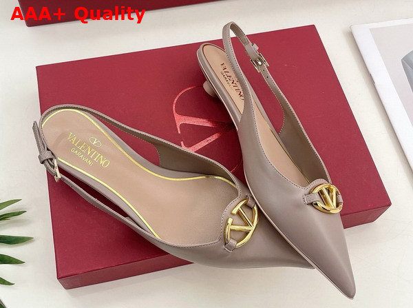 Valentino Garavani The Bold Edition Vlogo Calfskin Slingback Ballerinas 20mm Nude Replica