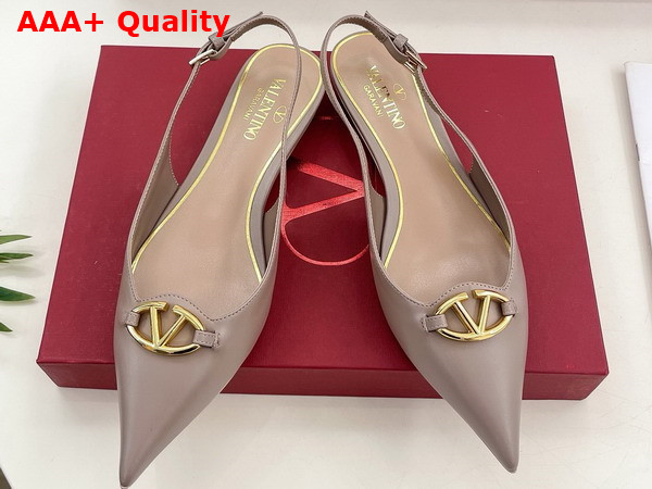 Valentino Garavani The Bold Edition Vlogo Calfskin Slingback Ballerinas 20mm Nude Replica