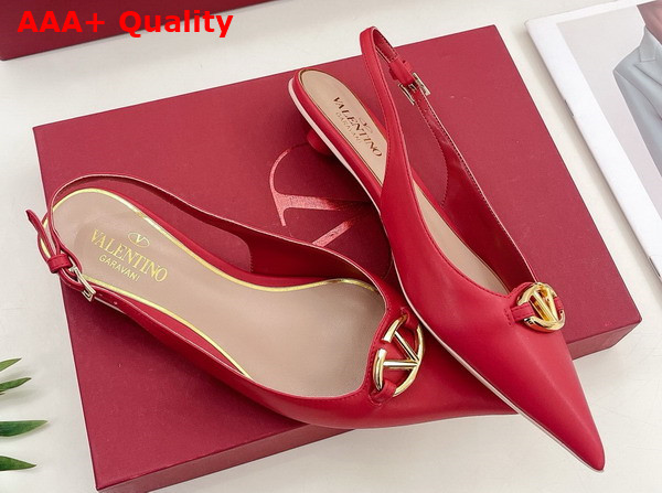 Valentino Garavani The Bold Edition Vlogo Calfskin Slingback Ballerinas 20mm Red Replica