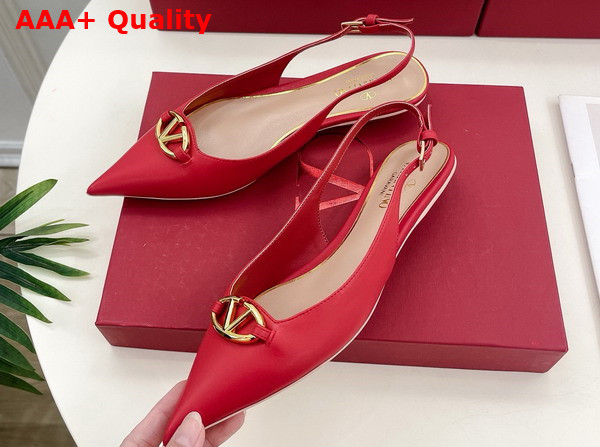 Valentino Garavani The Bold Edition Vlogo Calfskin Slingback Ballerinas 20mm Red Replica