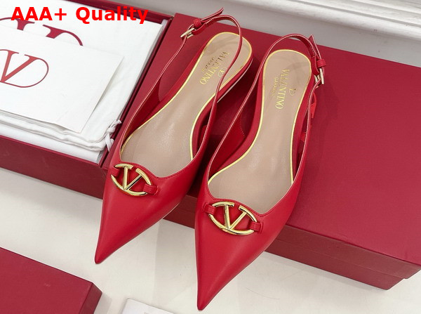 Valentino Garavani The Bold Edition Vlogo Calfskin Slingback Ballerinas 20mm Red Replica