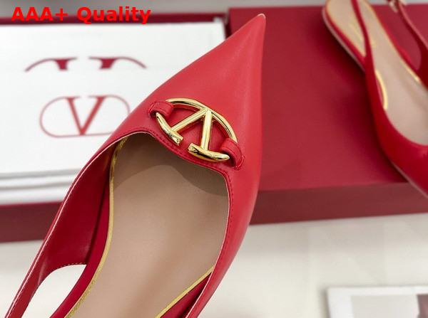 Valentino Garavani The Bold Edition Vlogo Calfskin Slingback Ballerinas 20mm Red Replica