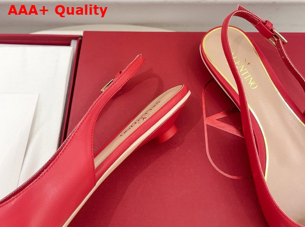 Valentino Garavani The Bold Edition Vlogo Calfskin Slingback Ballerinas 20mm Red Replica