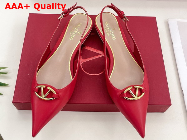 Valentino Garavani The Bold Edition Vlogo Calfskin Slingback Ballerinas 20mm Red Replica