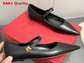 Valentino Garavani Tiptoe Leather Ballet Flats in Black Replica