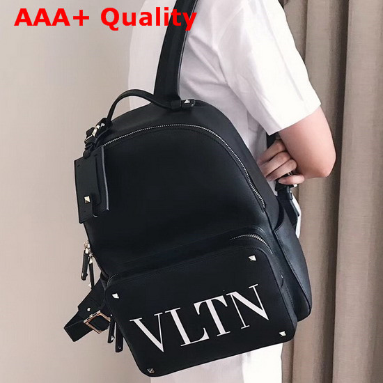 Valentino Garavani VLTN Backpack in Black Calfskin Replica