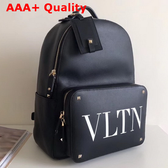 Valentino Garavani VLTN Backpack in Black Calfskin Replica