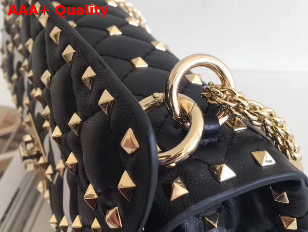 Valentino Garavani VLTN Free Rockstud Spike Medium Chain Bag in Black Soft Lambskin Leather Replica