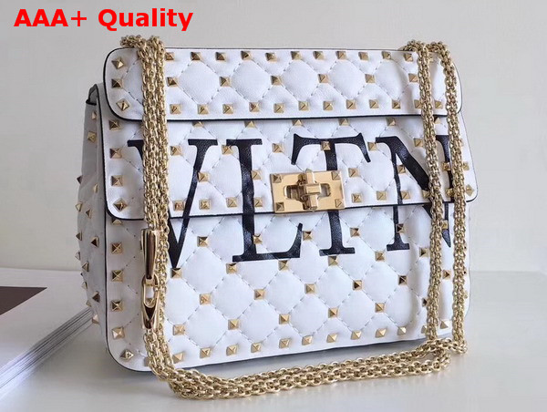 Valentino Garavani VLTN Free Rockstud Spike Medium Chain Bag in White Soft Lambskin Leather Replica