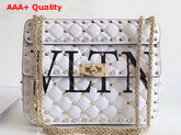 Valentino Garavani VLTN Free Rockstud Spike Medium Chain Bag in White Soft Lambskin Leather Replica