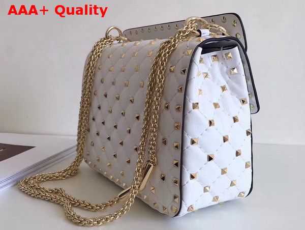 Valentino Garavani VLTN Free Rockstud Spike Medium Chain Bag in White Soft Lambskin Leather Replica