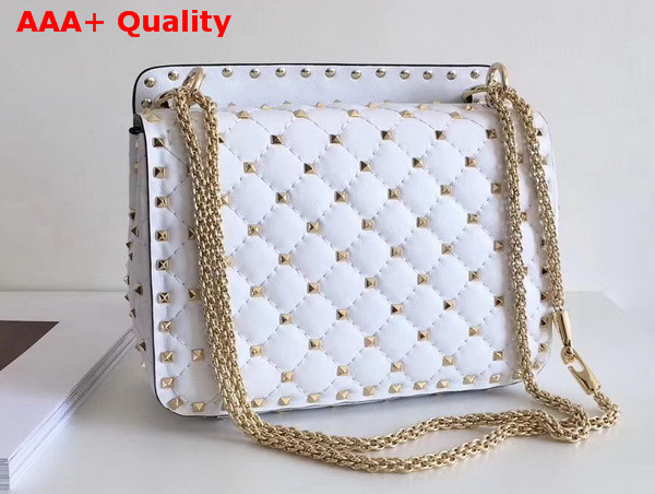 Valentino Garavani VLTN Free Rockstud Spike Medium Chain Bag in White Soft Lambskin Leather Replica