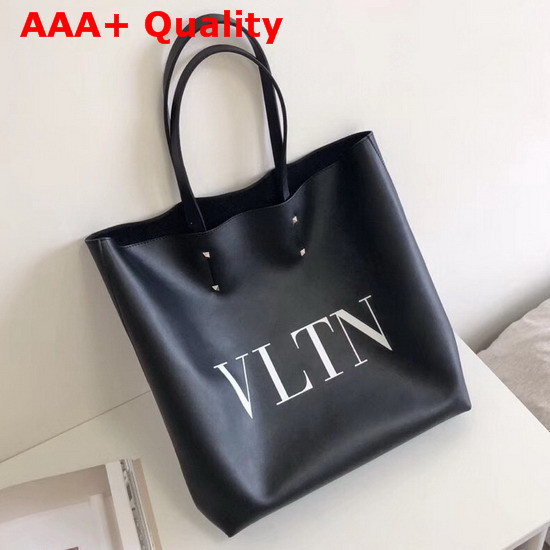 Valentino Garavani VLTN Shopper Bag in Black Calfskin Replica