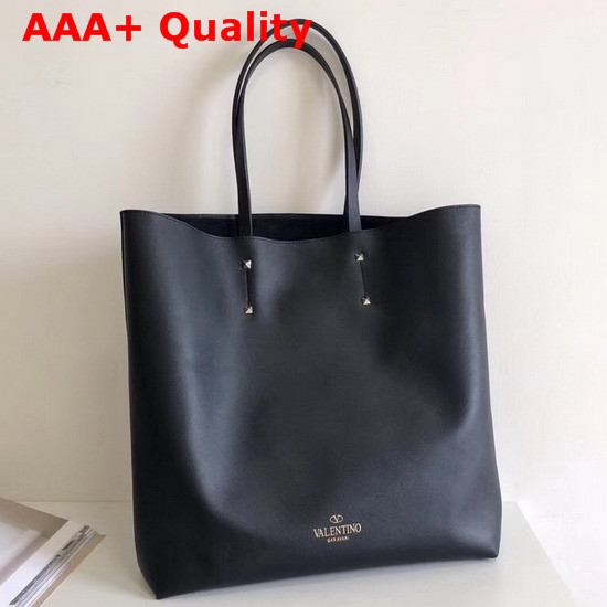 Valentino Garavani VLTN Shopper Bag in Black Calfskin Replica