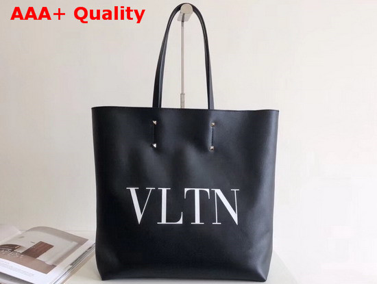 Valentino Garavani VLTN Shopper Bag in Black Calfskin Replica