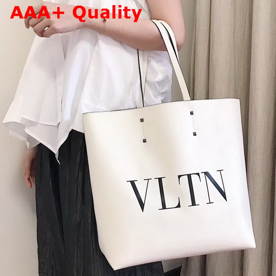 Valentino Garavani VLTN Shopper Bag in White Calfskin Replica