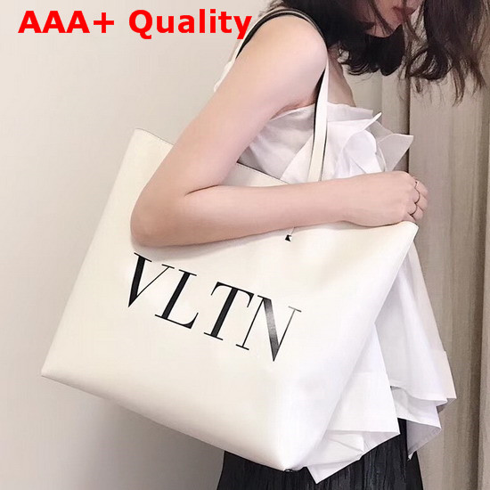 Valentino Garavani VLTN Shopper Bag in White Calfskin Replica