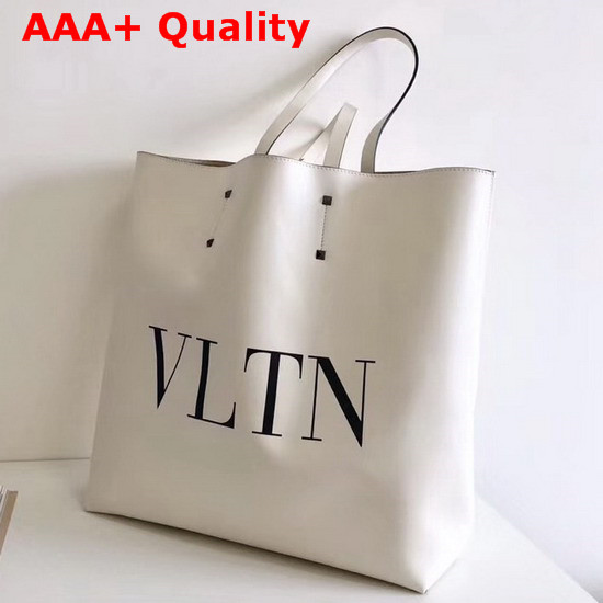 Valentino Garavani VLTN Shopper Bag in White Calfskin Replica