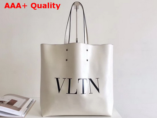 Valentino Garavani VLTN Shopper Bag in White Calfskin Replica