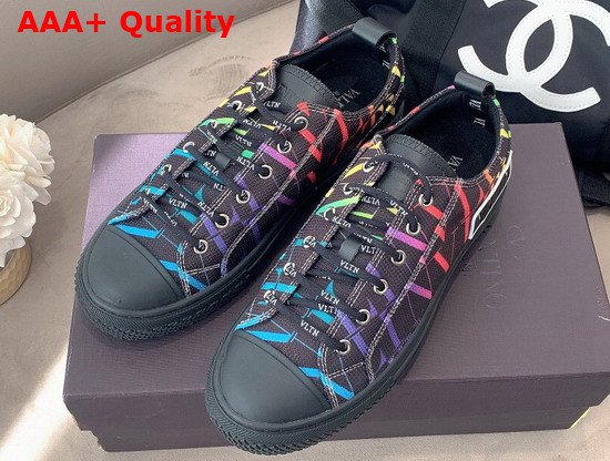 Valentino Garavani VLTN TIMES Giggies Low Top Fabric Sneaker Black Multicolor All VLTN Multicolor Print Replica