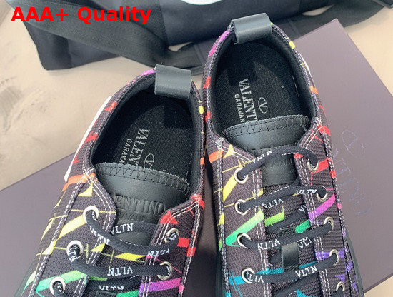 Valentino Garavani VLTN TIMES Giggies Low Top Fabric Sneaker Black Multicolor All VLTN Multicolor Print Replica