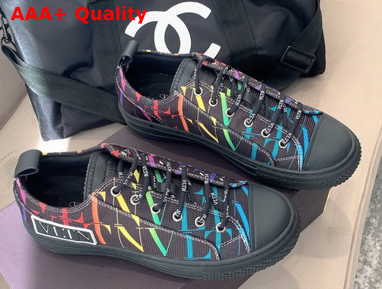 Valentino Garavani VLTN TIMES Giggies Low Top Fabric Sneaker Black Multicolor All VLTN Multicolor Print Replica