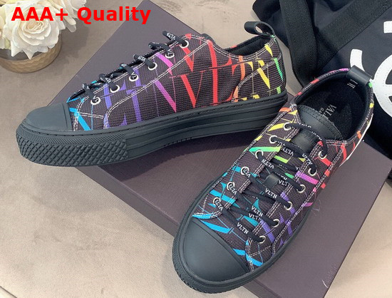 Valentino Garavani VLTN TIMES Giggies Low Top Fabric Sneaker Black Multicolor All VLTN Multicolor Print Replica